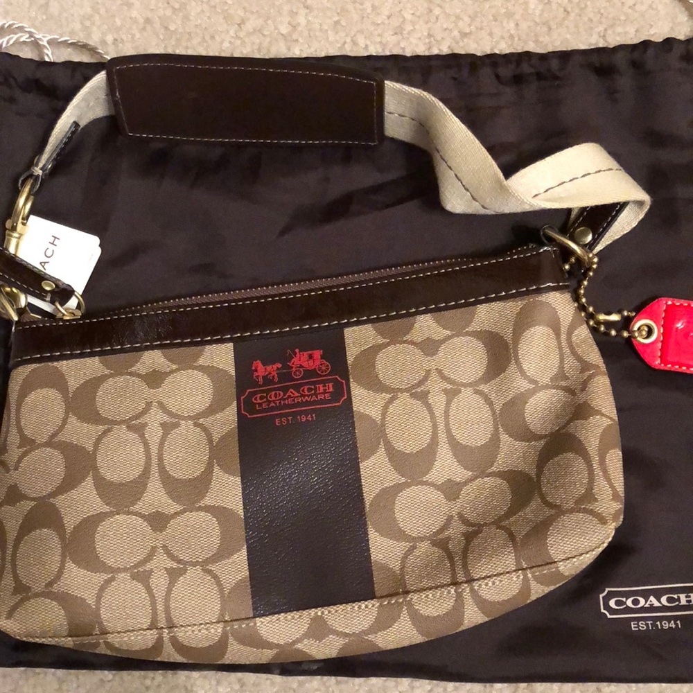 Coach Handbag. Khaki/Dark Brown